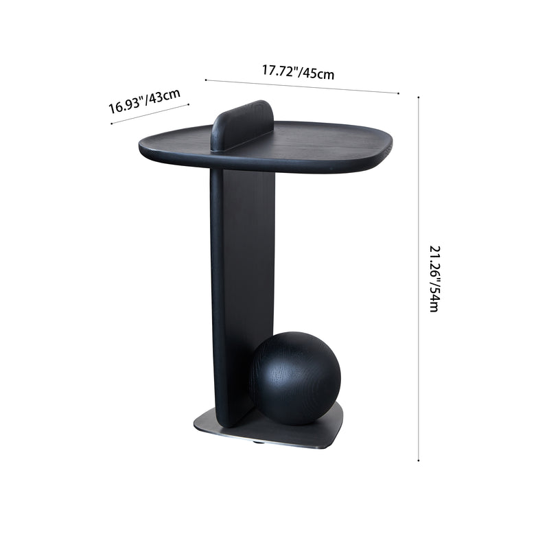 Sculptural Artistic Ball Solid Wood End Table - Art Deco Versatile Corner Table For Living Room