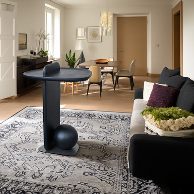 Sculptural Artistic Ball Solid Wood End Table - Art Deco Versatile Corner Table For Living Room