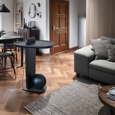 Sculptural Artistic Ball Solid Wood End Table - Art Deco Versatile Corner Table For Living Room