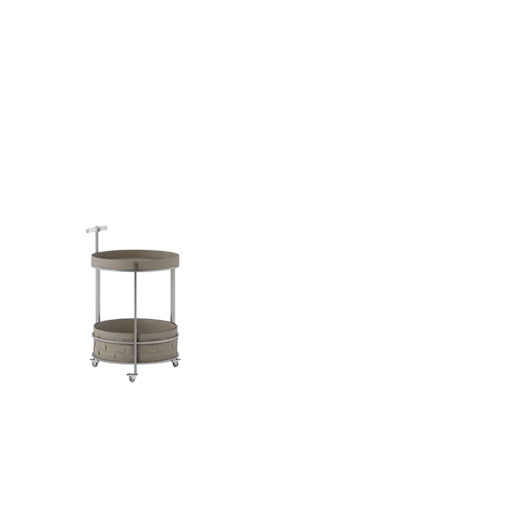 Rolling Round Saddle Leather Acrylic Side Table - Vintage Dual-Layer Storage Trolley With Stainless Steel Frame For Living Room
