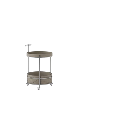 Rolling Round Saddle Leather Acrylic Side Table - Vintage Dual-Layer Storage Trolley With Stainless Steel Frame For Living Room