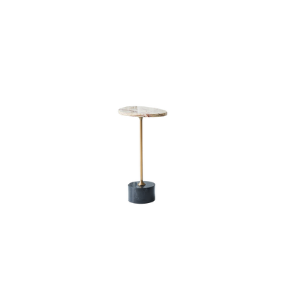 Asymmetrical Top Oval Marble End Table - Japanese Accent Table For Living Room