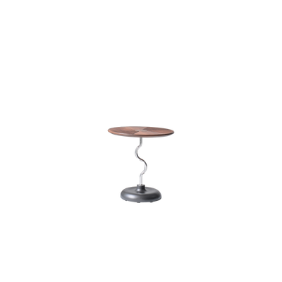 Artistic Round Curved Stem Wood Stainless Steel End Table - Vintage Classic Accent Table For Living Room