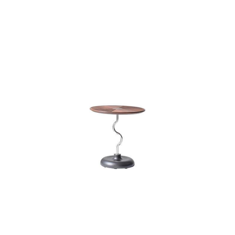Artistic Round Curved Stem Wood Stainless Steel End Table - Vintage Classic Accent Table For Living Room