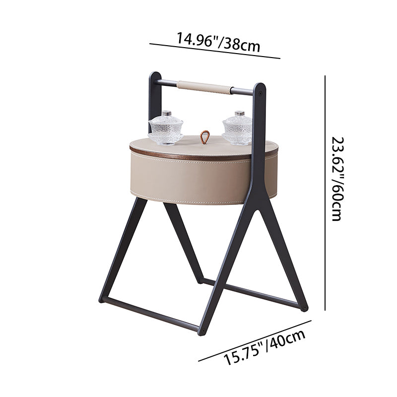 A-Shaped Concealed 1-Storage Saddle-Style Faux Leather End Table - Scandinavian Removable Lid Side Table For Living Room