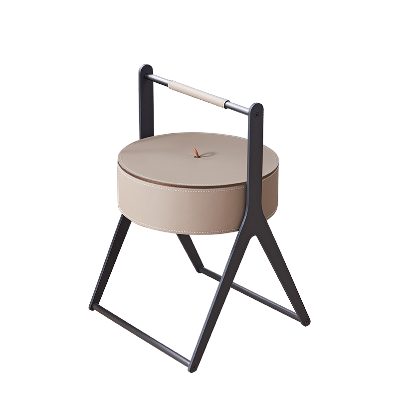 A-Shaped Concealed 1-Storage Saddle-Style Faux Leather End Table - Scandinavian Removable Lid Side Table For Living Room