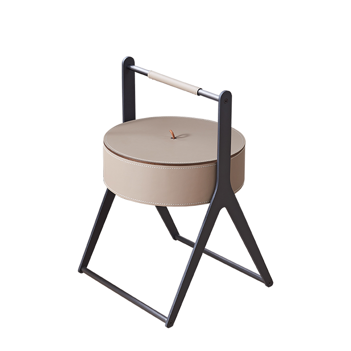 A-Shaped Concealed 1-Storage Saddle-Style Faux Leather End Table - Scandinavian Removable Lid Side Table For Living Room