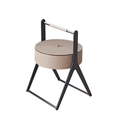 A-Shaped Concealed 1-Storage Saddle Leather End Table - Scandinavian Removable Lid Side Table For Living Room