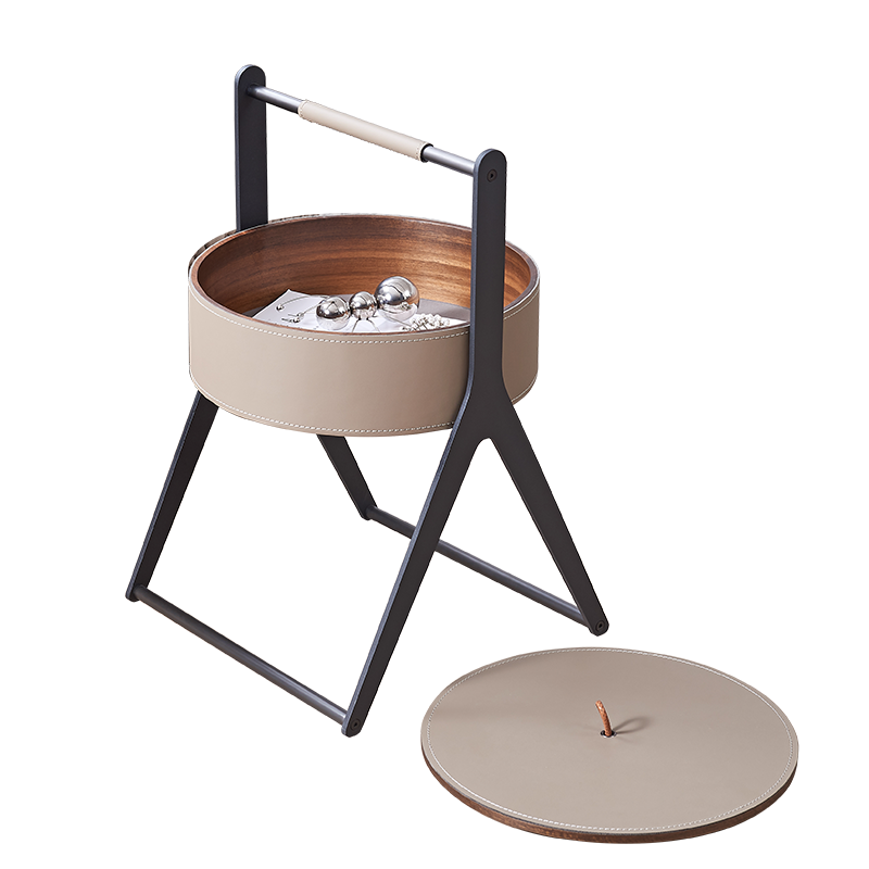 A-Shaped Concealed 1-Storage Saddle-Style Faux Leather End Table - Scandinavian Removable Lid Side Table For Living Room