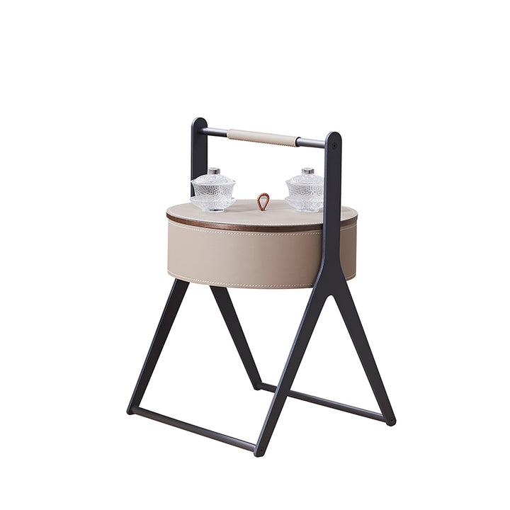 A-Shaped Concealed 1-Storage Saddle-Style Faux Leather End Table - Scandinavian Removable Lid Side Table For Living Room