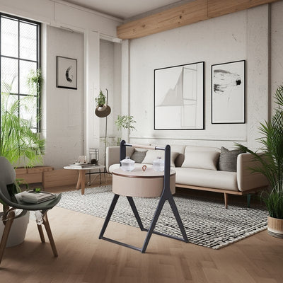 A-Shaped Concealed 1-Storage Saddle Leather End Table - Scandinavian Removable Lid Side Table For Living Room