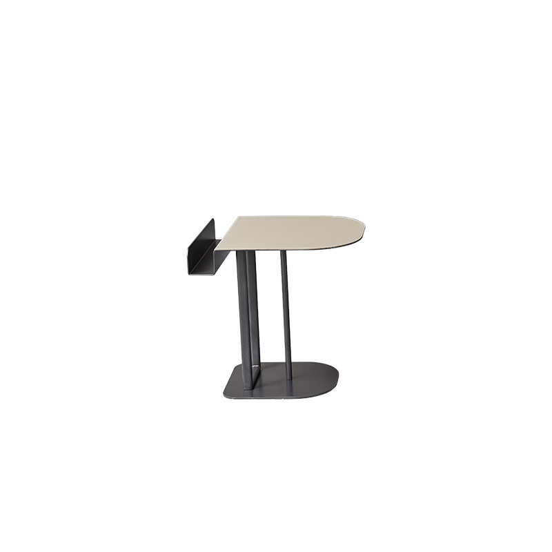 Semi-Round Narrow Saddle Leather Side Table - Luxury Space-Saving End Table For Urban Living