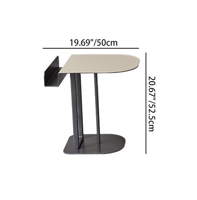 Semi-Round Narrow Saddle Leather Side Table - Luxury Space-Saving End Table For Urban Living