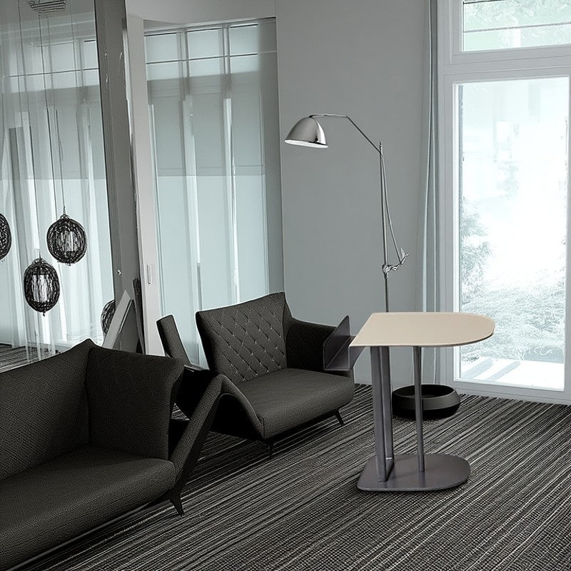 Semi-Round Narrow Saddle Leather Side Table - Luxury Space-Saving End Table For Urban Living