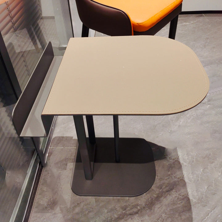 Semi-Round Narrow Saddle-Style Faux Leather Side Table - Luxury Space-Saving End Table For Urban Living