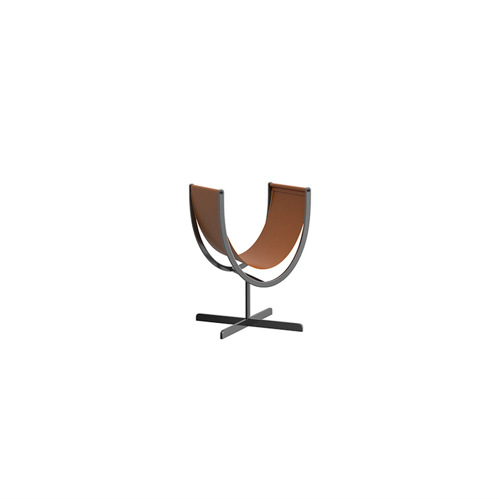 Table d’appoint artistique en forme de U avec base croisée, en cuir synthétique façon selle – table d’accent créative pour salon 
