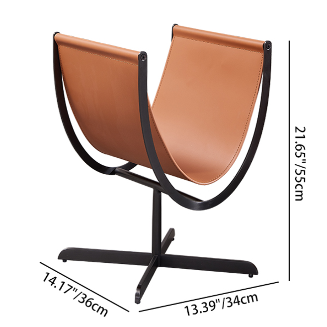 Table d’appoint artistique en forme de U avec base croisée, en cuir synthétique façon selle – table d’accent créative pour salon 