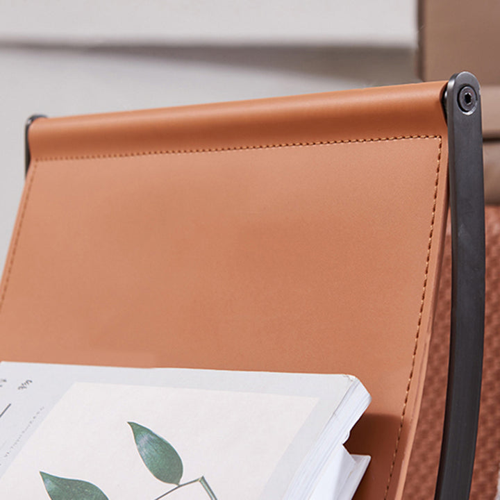 Table d’appoint artistique en forme de U avec base croisée, en cuir synthétique façon selle – table d’accent créative pour salon 