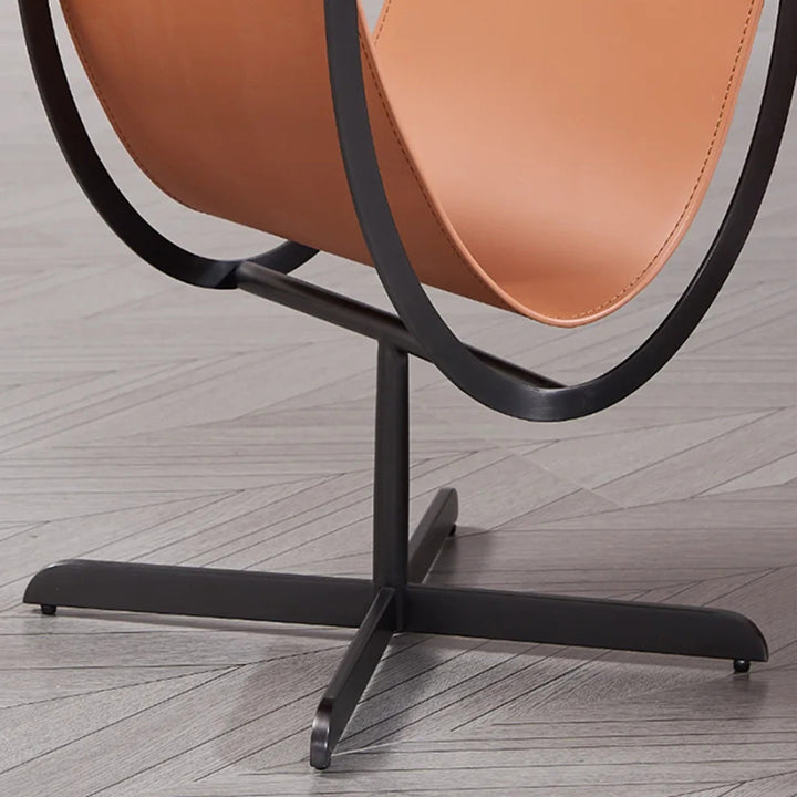 Table d’appoint artistique en forme de U avec base croisée, en cuir synthétique façon selle – table d’accent créative pour salon 