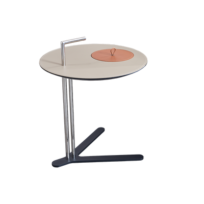 Round T-Base Saddle Leather End Table - Luxury Space-Saving C Side Table For Living Room