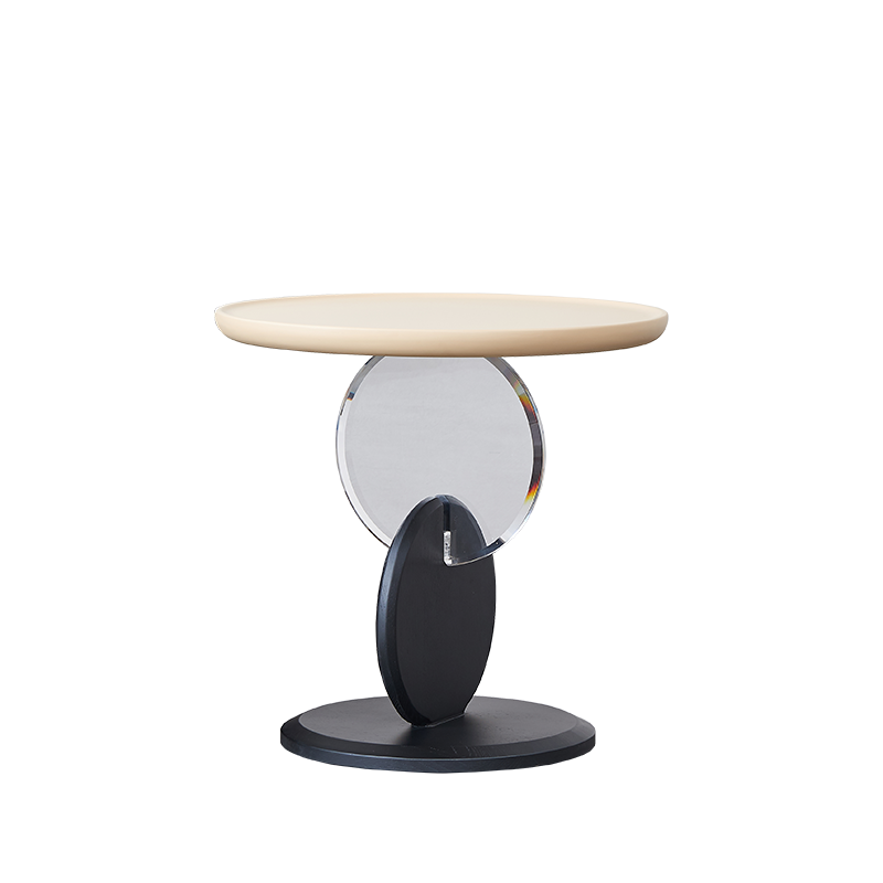 Stylish Round Acrylic Wood Side Table - Creative Accent End Table For Living Room