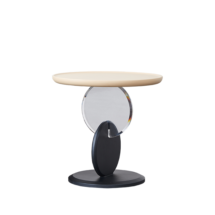 Stylish Round Acrylic Wood Side Table - Creative Accent End Table For Living Room