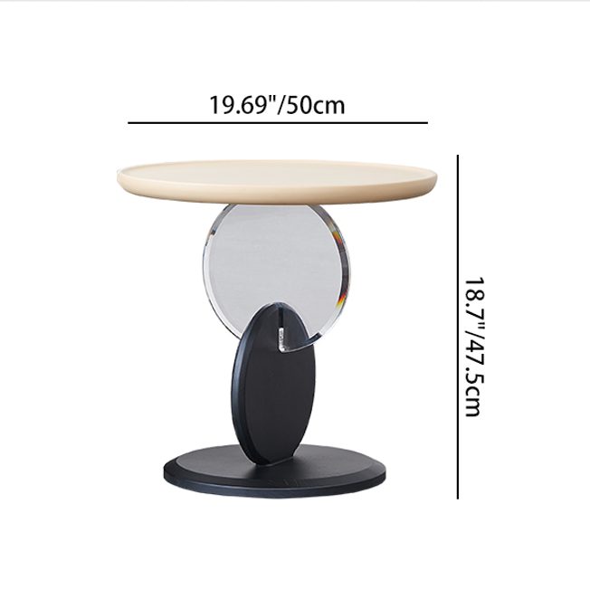Stylish Round Acrylic Wood Side Table - Creative Accent End Table For Living Room