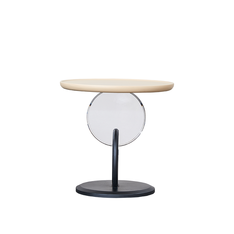 Stylish Round Acrylic Wood Side Table - Creative Accent End Table For Living Room