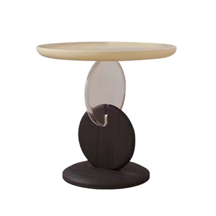 Stylish Round Acrylic Wood Side Table - Creative Accent End Table For Living Room