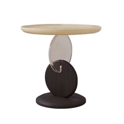 Stylish Round Acrylic Wood Side Table - Creative Accent End Table For Living Room