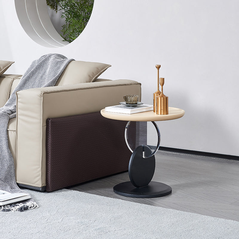 Stylish Round Acrylic Wood Side Table - Creative Accent End Table For Living Room