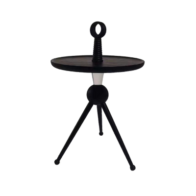 Tripod Legs Round Solid Wood Acrylic End Table - Creative Portable Accent Side Table For Living Room