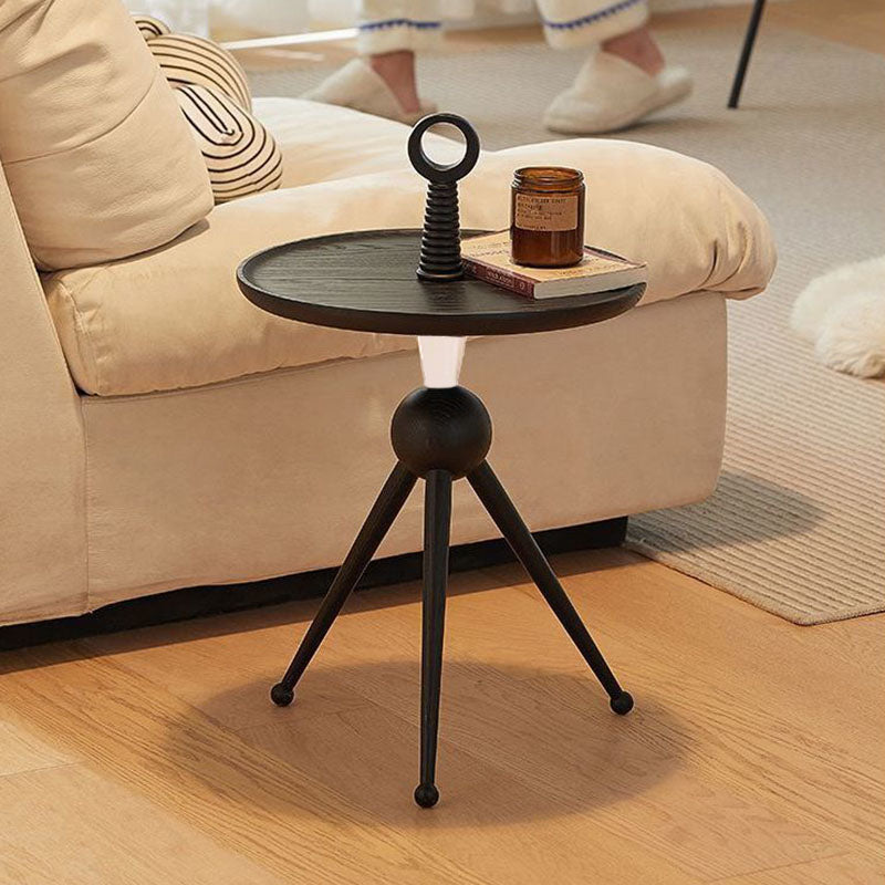 Tripod Legs Round Solid Wood Acrylic End Table - Creative Portable Accent Side Table For Living Room
