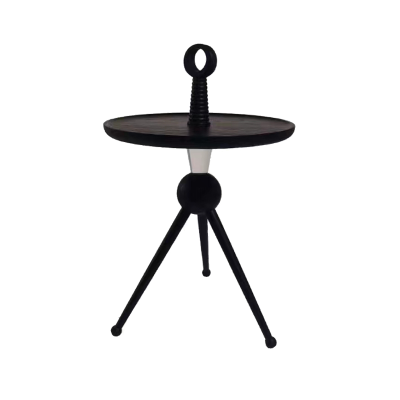 Tripod Legs Round Solid Wood Acrylic End Table - Creative Portable Accent Side Table For Living Room