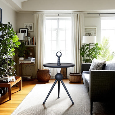 Tripod Legs Round Solid Wood Acrylic End Table - Creative Portable Accent Side Table For Living Room