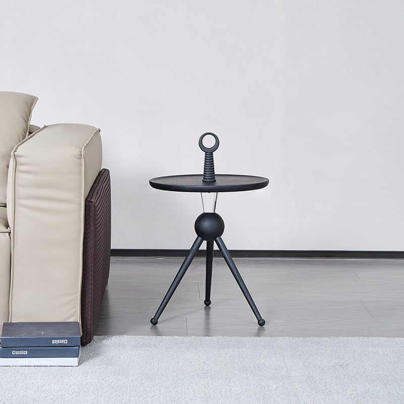 Tripod Legs Round Solid Wood Acrylic End Table - Creative Portable Accent Side Table For Living Room