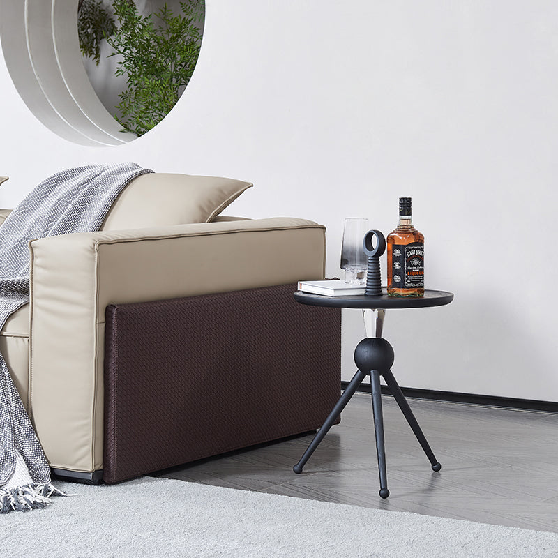 Tripod Legs Round Solid Wood Acrylic End Table - Creative Portable Accent Side Table For Living Room