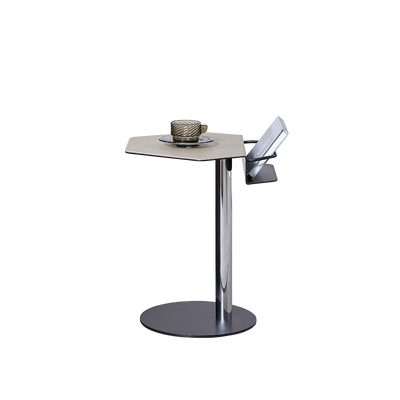 Geometric Round Saddle Leather End Table - Creative Side Table With Storage Shelf For Living Room