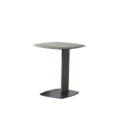 Rounded Square Saddle Leather End Table - Scandinavian Accent Side Table For Living Room