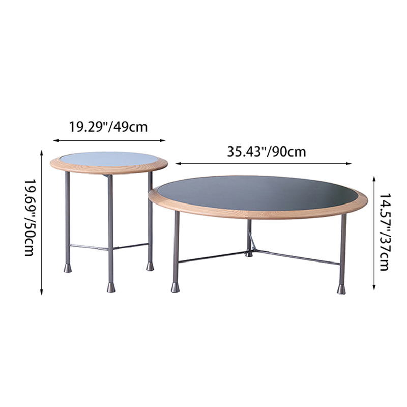 Round Nesting Solid Wood Coffee Table - Minimalist Accent End Table For Living Room