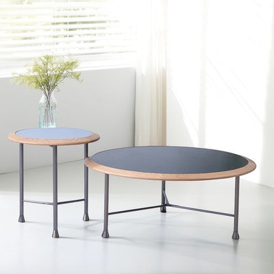 Round Nesting Solid Wood Coffee Table - Minimalist Accent End Table For Living Room