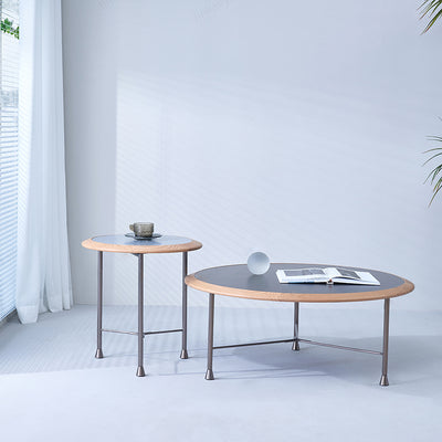 Round Nesting Solid Wood Coffee Table - Minimalist Accent End Table For Living Room