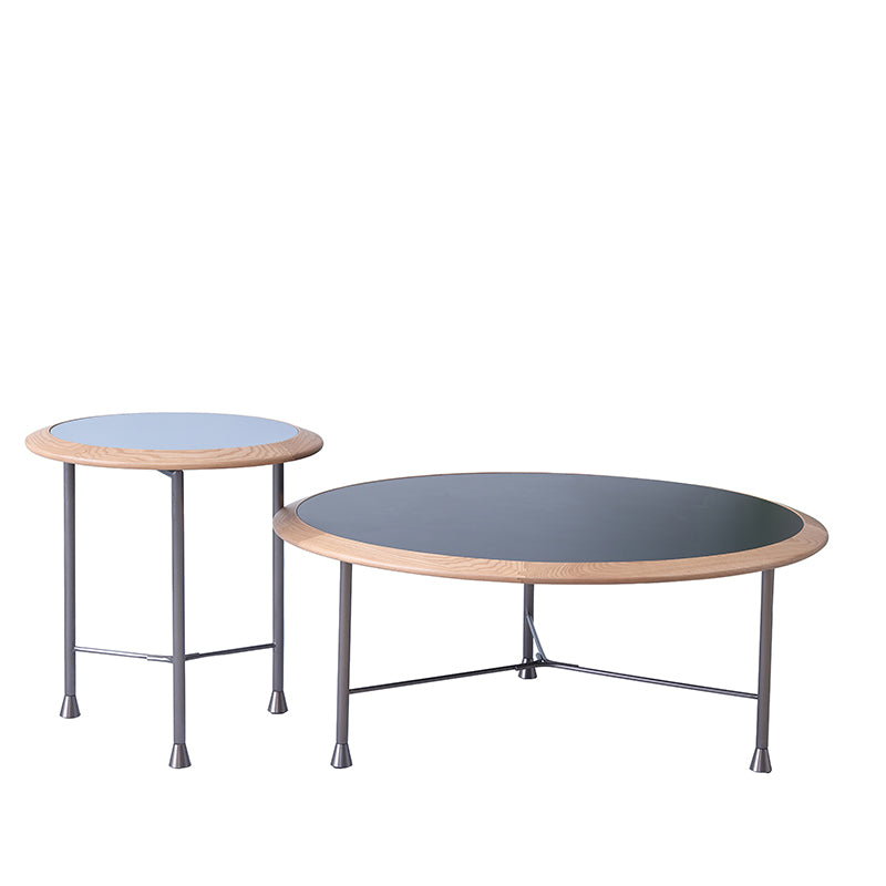 Round Nesting Solid Wood Coffee Table - Minimalist Accent End Table For Living Room