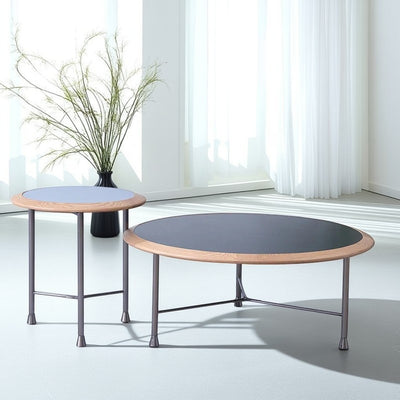 Round Nesting Solid Wood Coffee Table - Minimalist Accent End Table For Living Room