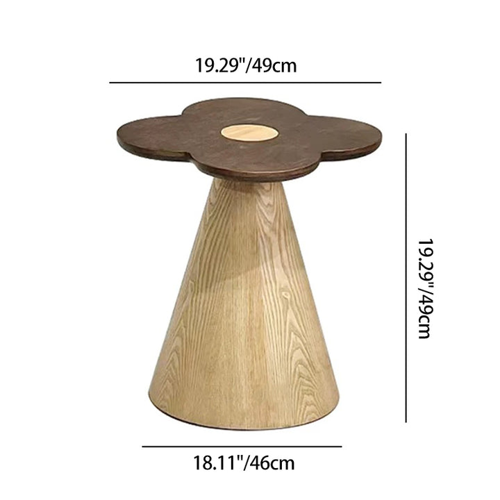 Geometrischer Kegel Sockel Massivholz Beistelltisch - Art Deco Akzenttisch für das Wohnzimmer 