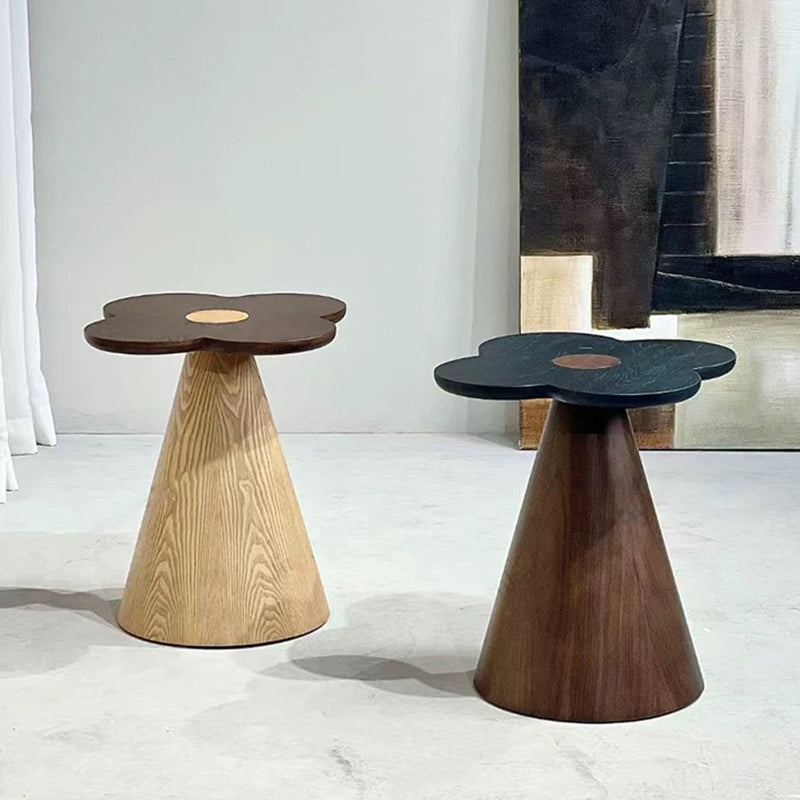 Geometrischer Kegel Sockel Massivholz Beistelltisch - Art Deco Akzenttisch für das Wohnzimmer 