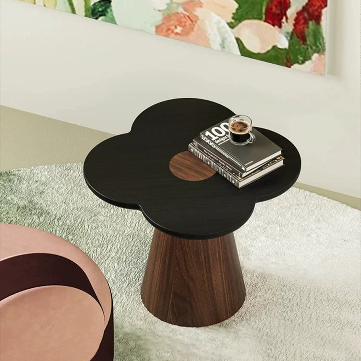 Geometrischer Kegel Sockel Massivholz Beistelltisch - Art Deco Akzenttisch für das Wohnzimmer 