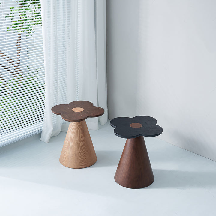 Geometrischer Kegel Sockel Massivholz Beistelltisch - Art Deco Akzenttisch für das Wohnzimmer 