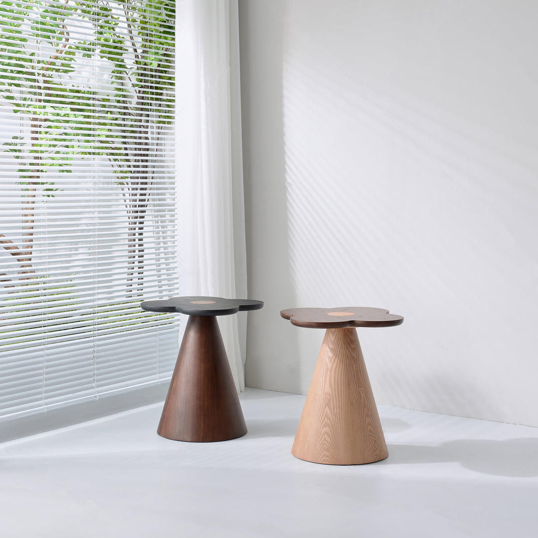 Geometrischer Kegel Sockel Massivholz Beistelltisch - Art Deco Akzenttisch für das Wohnzimmer 
