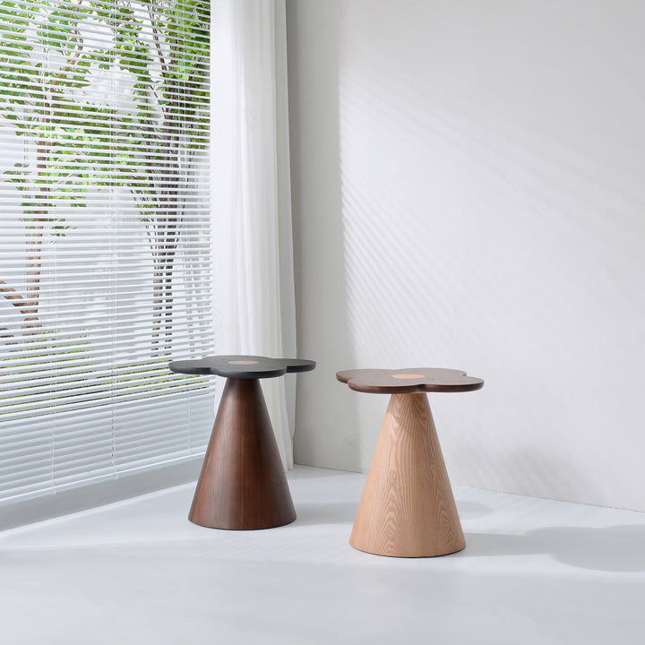 Geometrischer Kegel Sockel Massivholz Beistelltisch - Art Deco Akzenttisch für das Wohnzimmer 